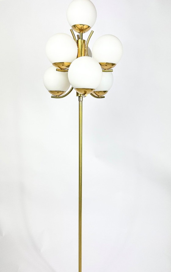Lampadaire Sputnik vintage Richard Essig, Verre, Métal, Doré (photo 2 sur 16)