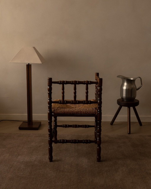 Silla vintage de bobbin con asiento de junco