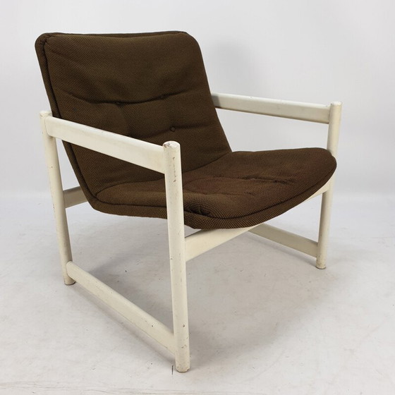 Image 1 of Pair of vintage armchairs in brown fabric for Artifort, 1960