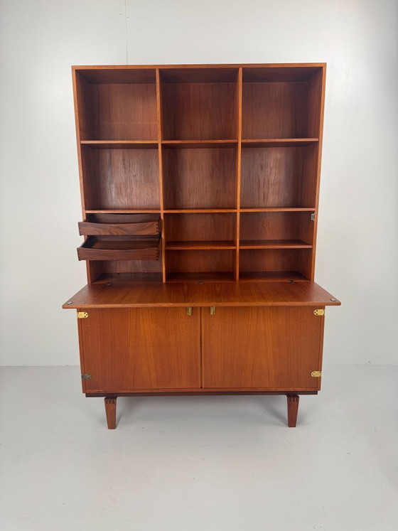 Libreria Scrivania in Teak, Peter Løvig Nielsen, Danimarca, c. anni '60, Hedensted Møbelfabrik, Librerie (foto 4 di 15)