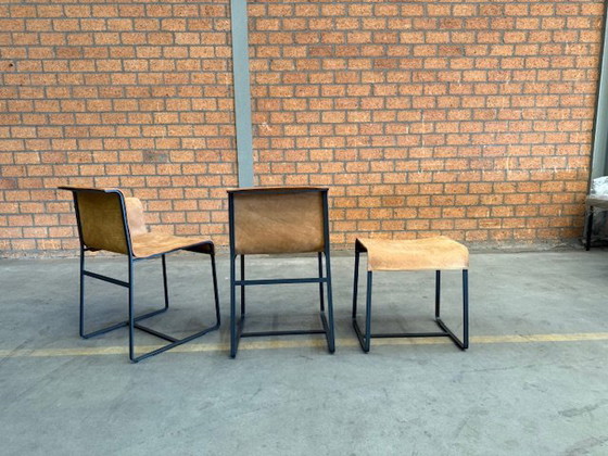 Image 1 of 3x Founded Item, QLIV Kruk Stoel Zonder Arm En Stoel Met Arm, Cinnamon