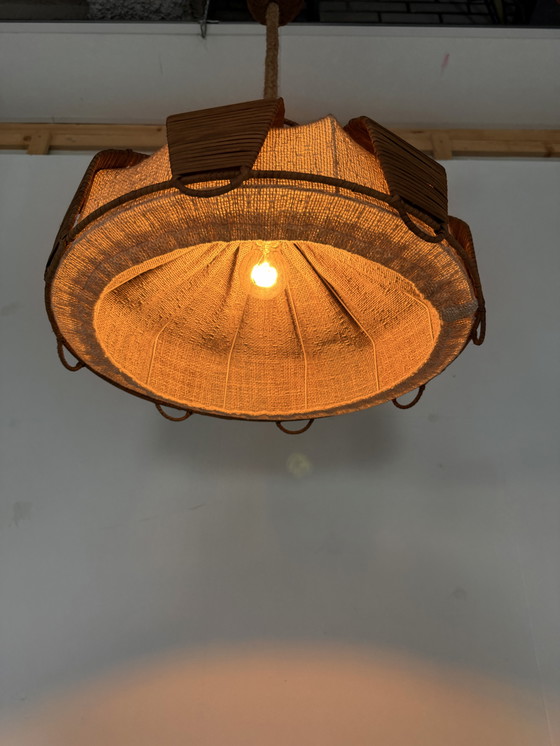 Image 1 of Vintage hanglamp in wol & riet ‘60