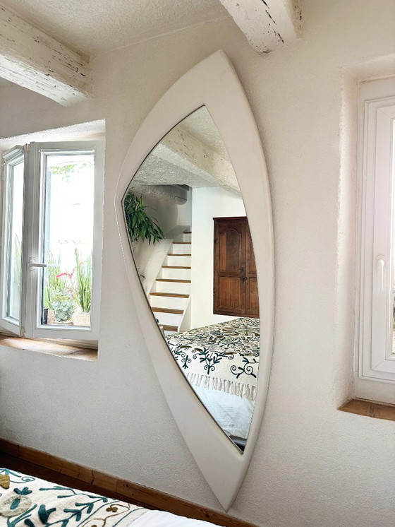Image 1 of Very large, deconstructed Space Age wall mirror in lacquered wood. France, 1970s