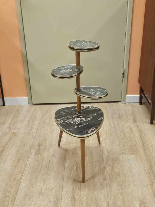 Mesita auxiliar vintage para plantas, mesa pequeña de mármol. – plantentafel, Wood