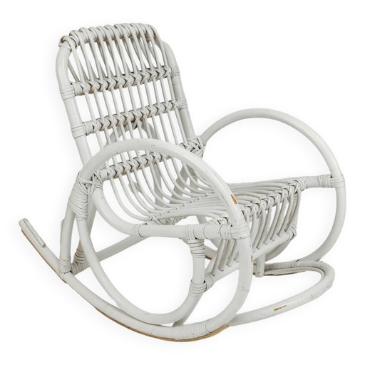 Vintage Schaukelstuhl für Kinder aus Rattan/Bambus.