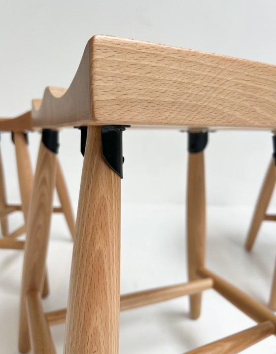 Image 1 of Set of 4 solid wood design stools, after 2000