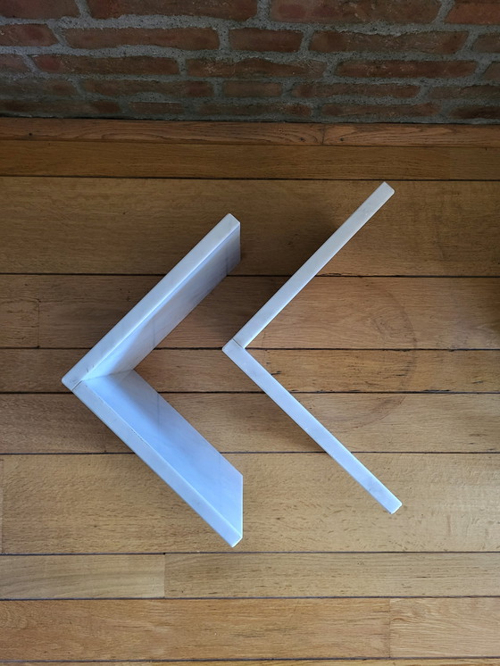 Image 1 of Table basse en verre avec base en marbre blanc