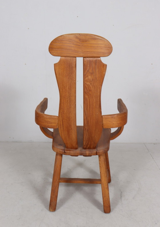 Image 1 of Set di 6 sedie da pranzo brutaliste di De Puydt, rovere, Belgio, anni '70