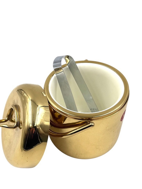 Image 1 of Secchiello per ghiaccio in oro Hollywood regency, Lira Italia, 1980 ca.