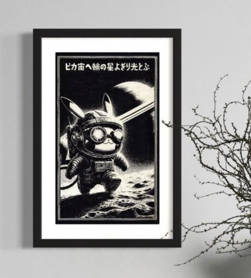 Kunstwerk Pikachu (Pokémon) Weltraumreise