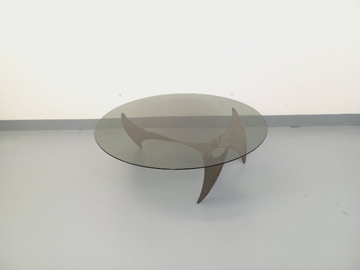 Vintage Propeller Coffee Table by Knut Hesterberg in Steel and Smoked Glass from the 1960s