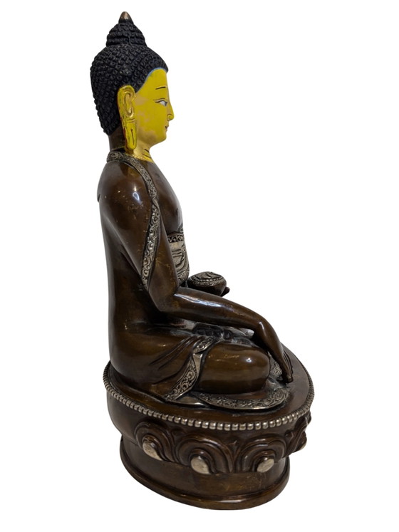 Tibetischer Bronze Medizin Buddha Bhaisajyaguru – Bildhauerei, Copper (photo 3 of 11)