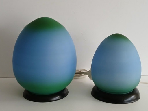 Ensemble de lampes de table en verre HB Lighting - Années 1980