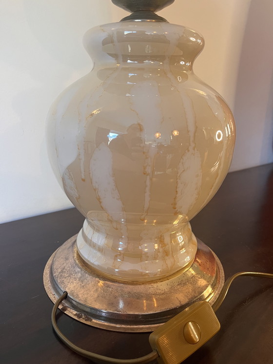 Image 1 of Vintage Lamp Van Glas Met Messing