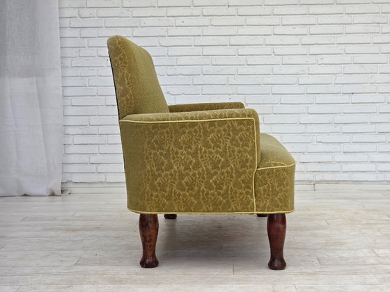 Image 1 of 1950s, Danish 2-seater sofa, green furniture wool fabric.
