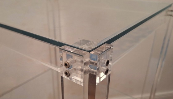 Image 1 of Vintage Italiaanse serveerwagen van plexiglas en glas, 1980