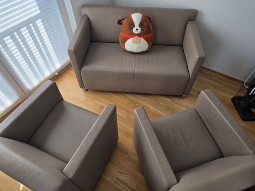 Canapé 2 places et 2 fauteuils en cuir Cor