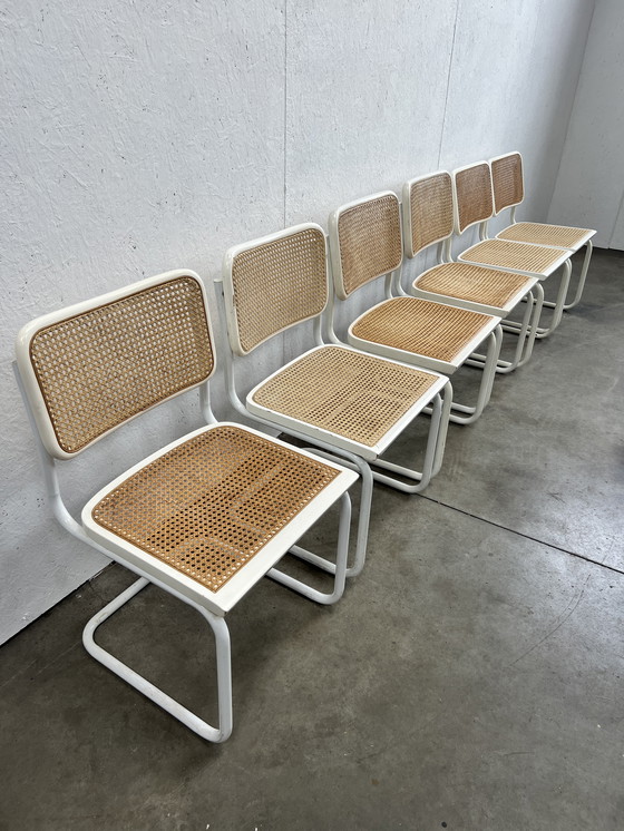 Image 1 of Six Vintage Cesca Design Chairs, White Finish, 1980's