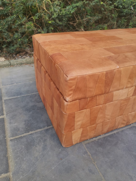 Image 1 of Patchwork Caramel Lederen Opbergdoos