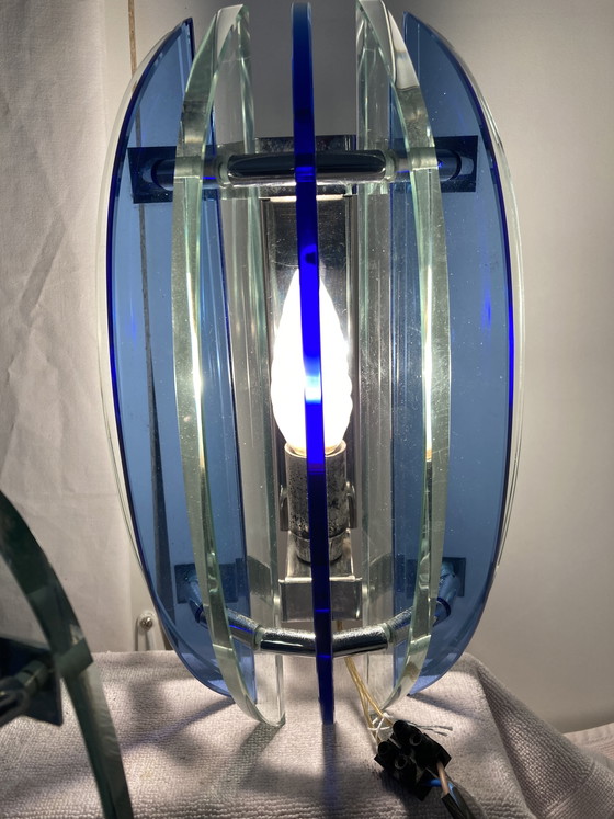 Image 1 of 2 applique da parete di VECA in vetro colorato e metallo