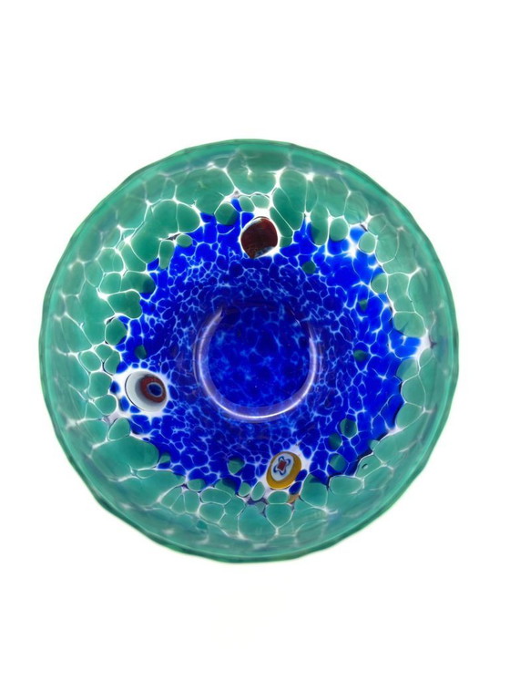Image 1 of Set van 6 Venetiaanse glazen van geblazen glas met Murano-effect (murrine) in het glas verwerkt, handgemaakt in Italië.