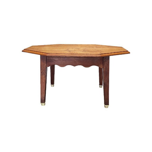 Old French oak coffee table on bronze feet, circa 1900