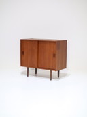 Danish vintage teak wood sliding door cabinet