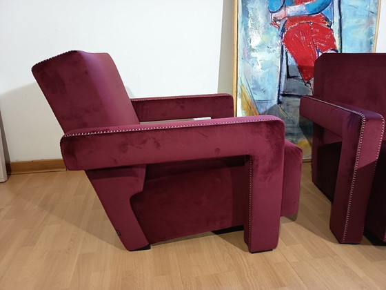 Image 1 of CASSINA 2X Poltrone 637 UTRECHT  (NUOVE MAI USATE) in Velluto 13L Ortigia/Plum con Cuciture in filo Naturale a punta Cavallo