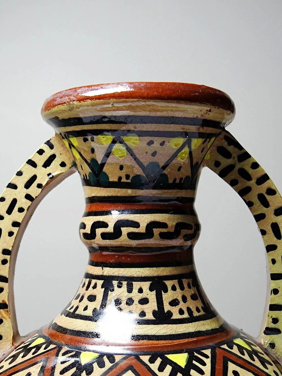 Vaso piccolo in ceramica con manici di Safi, firmato, Marocco, . – Vasi, Porcellana, Vintage (photo 8 of 11)