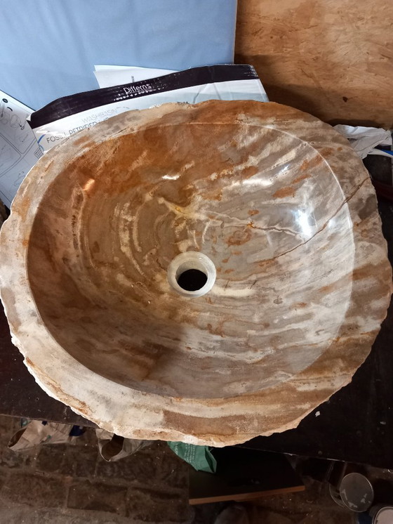 Image 1 of Differentz petrified wood washbasin/sink, 39 cm diameter