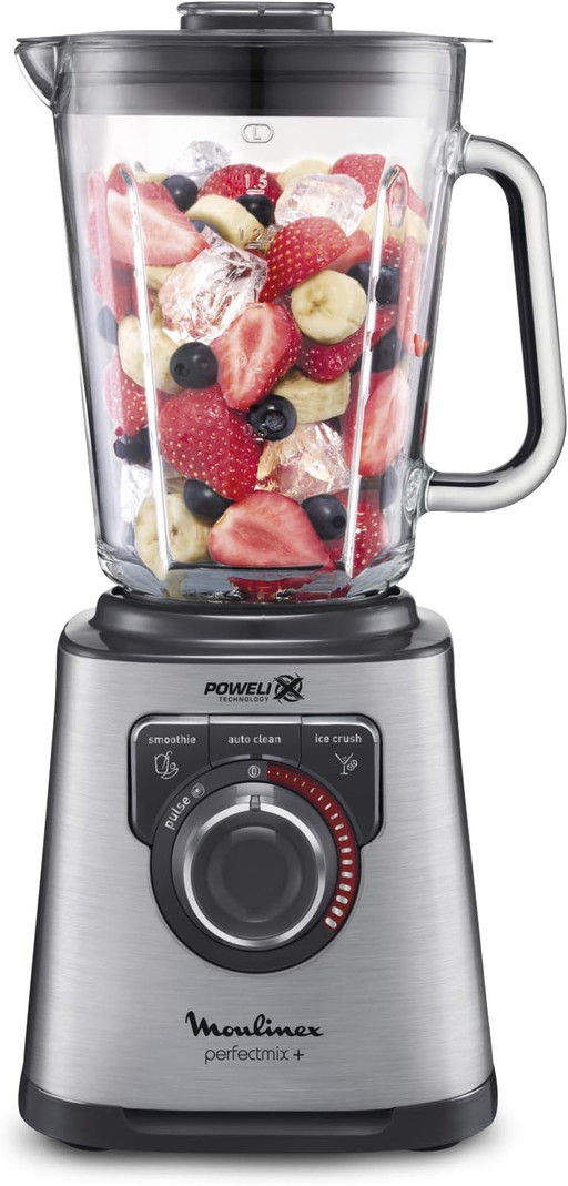 Moulinex PerfectMix+ Blender haute vitesse, 1200 W, Bol en verre de 2 L, 3 programmes automatiques LM811D10