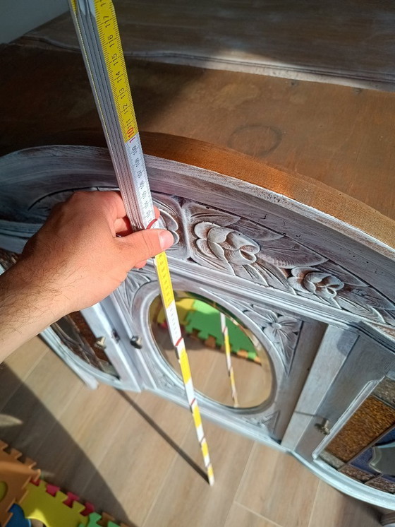 Image 1 of Antique sideboard with leaded glass and mirror