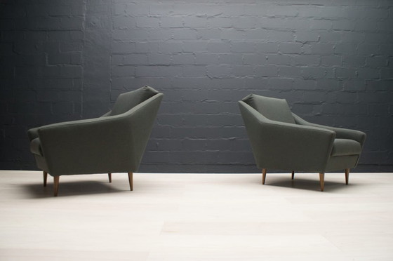 Image 1 of Set di poltrone in legno e tessuto di Eddie Harlis per Hans Kaufeld, anni '60