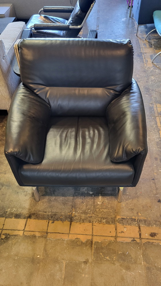 Image 1 of Leolux Bora Balanza Fauteuil Leer Zwart