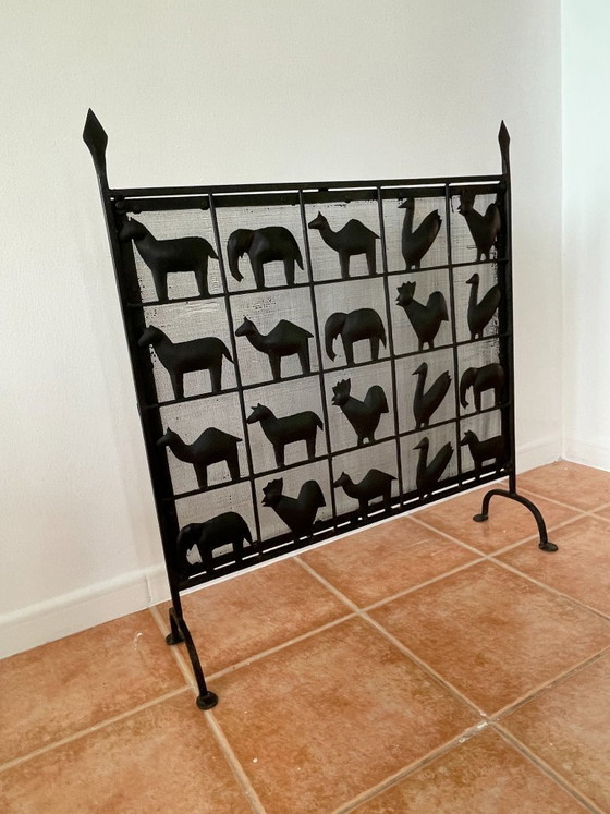 Image 1 of Parascintille in ferro battuto a forma di animale, stile Atelier Marolles, Francia, 1950