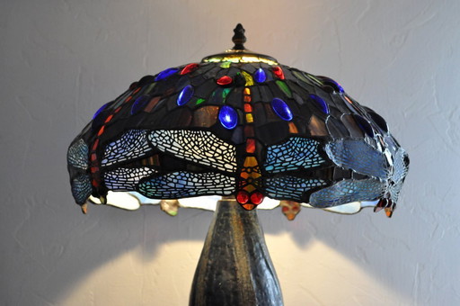 Lampe à poser - Signée H JAVAUX - Style Tiffany (ref 3528)