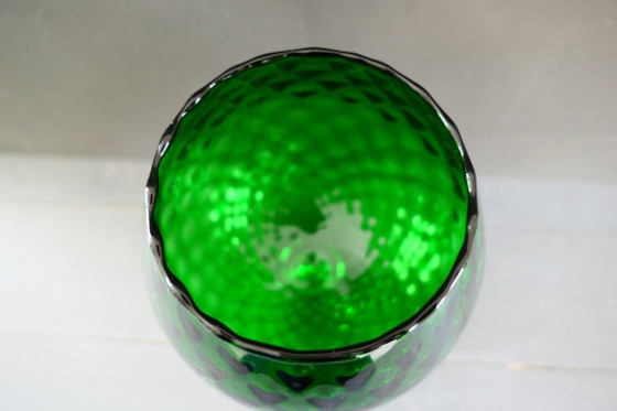 Vintage Empoli Optically Blown Glass Vase Green (photo 5 of 7)