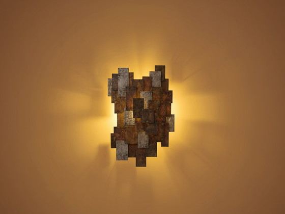Auguste Fix Patinated Metal Wall Light Sculpture 1970s (photo 3 of 9)