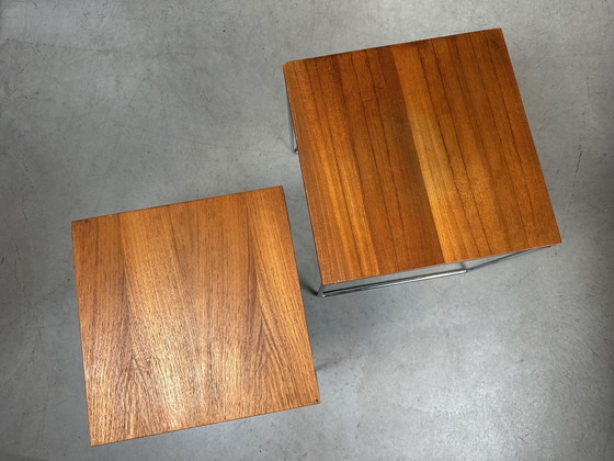Vintage Nesting Tables - Teak and Chrome – Brabantia, Side tables, Wood (photo 6 of 7)