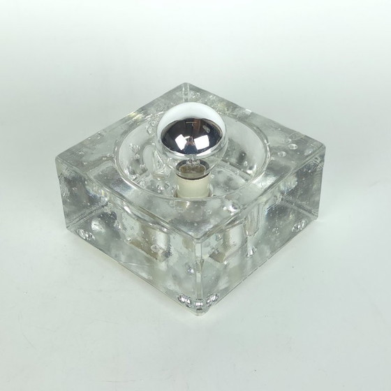 Müller & Zimmer, Vintage glass Ice Cube Wall light, Germany, 1960s, Silver (photo 9 of 11)