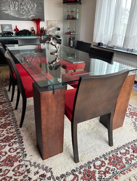 Image 1 of Vintage dining table Roche Bobois + 6 chairs