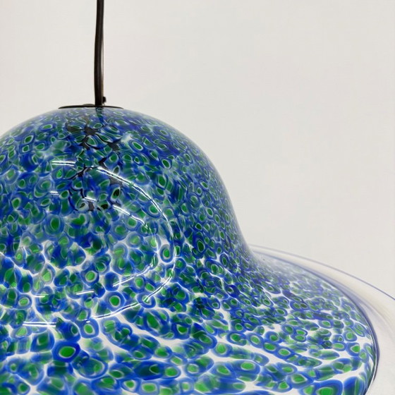 Image 1 of Lampada a sospensione in vetro di Murano blu Neverrino di Gae Aulenti per Vistosi Italia, anni '70