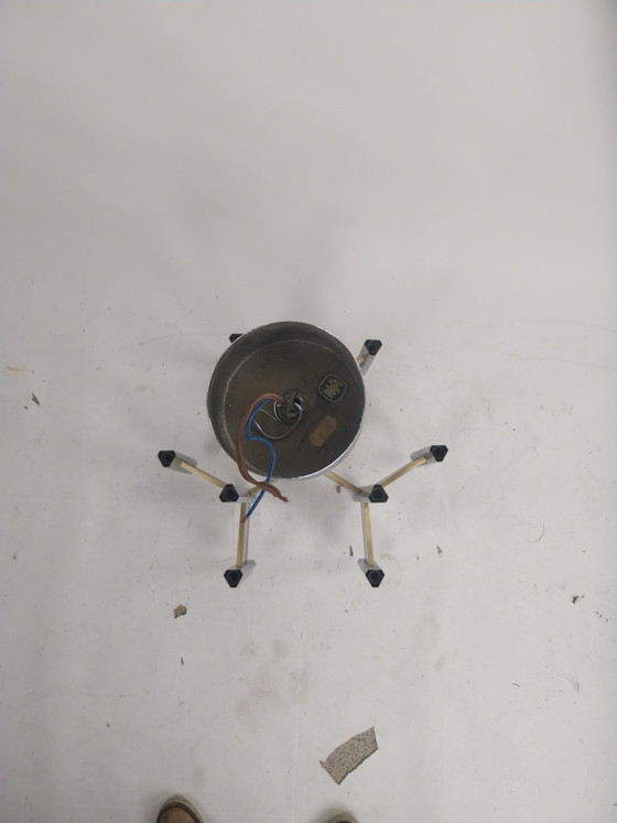 Image 1 of 1 x Geatano Sciolari "Concorde" 9-light pendant lamp in chrome and brass 1970s