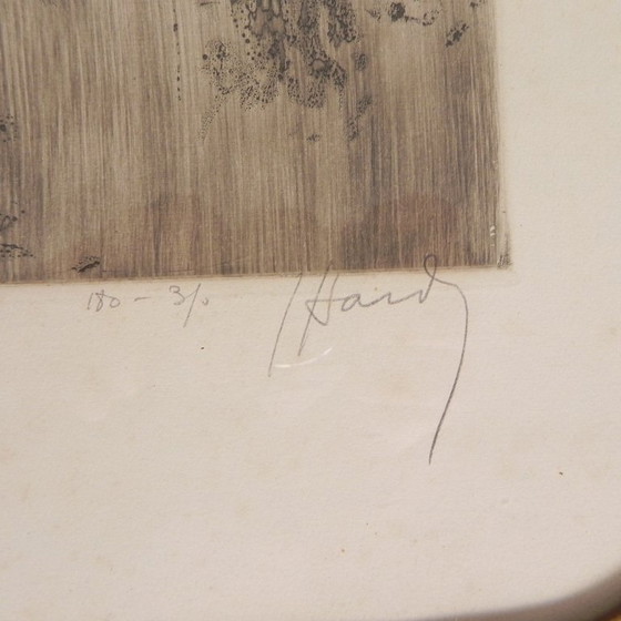 Image 1 of Litografía de Louis Icart con una dama y flores al estilo Art Déco, década de 1920.