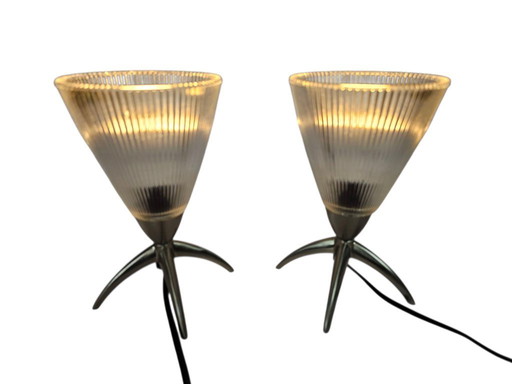 Gebr. Kemner – Glas – Metall – Tischlampen – 2 (Set) – 3. Viertel des 20. Jahrhunderts