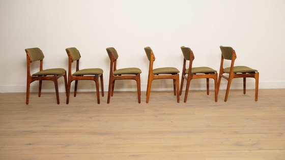 Image 1 of 6 x eetkamerstoelen | Erik Buch | Model 49 | Teak | Opnieuw gestoffeerd