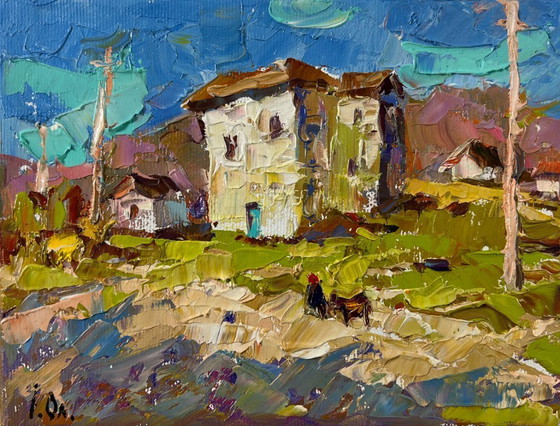 Image 1 of Original Oil Painting Day House Landscape Eastern motif