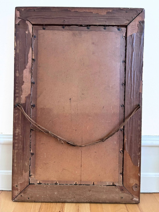 Image 1 of Vintage original velvet flower oil painting, pink flower still life art