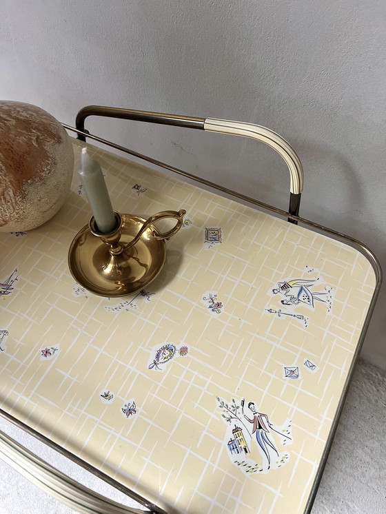 Image 1 of Serving trolley bar cart 1950s/60s with glass shelves