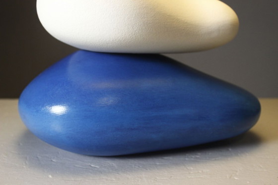 François Chatain - Large Pebble Ceramic Vintage Post-Modern Design Lamp 1990s, Table lamps, White (photo 6 of 12)